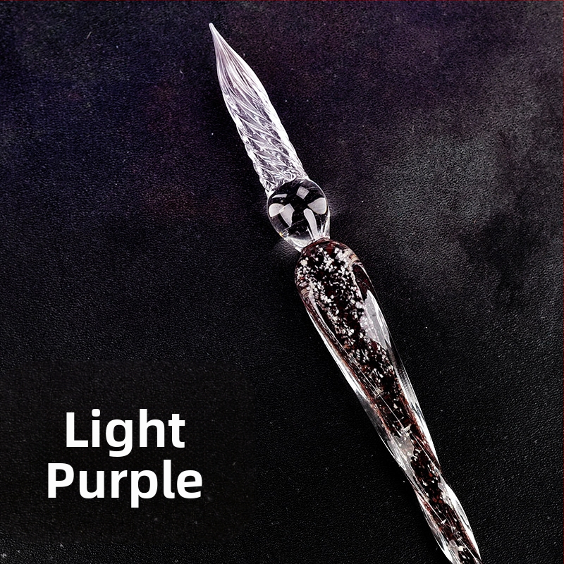 Rankų darbo šviečiantis stiklinis rašiklis, panardintas į vandenį, šviečiantis ženklų rašiklis, šviečiantis rašiklis