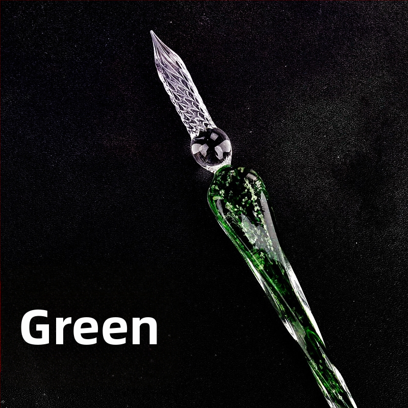 Rankų darbo šviečiantis stiklinis rašiklis, panardintas į vandenį, šviečiantis ženklų rašiklis, šviečiantis rašiklis