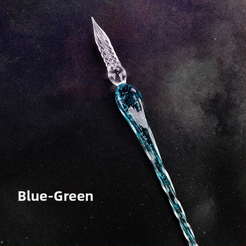 Rankų darbo šviečiantis stiklinis rašiklis, panardintas į vandenį, šviečiantis ženklų rašiklis, šviečiantis rašiklis