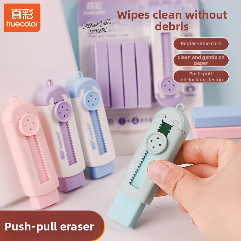 Radieră drăguță creativă pentru creion, cu culoare adevărată, radieră Push-Pull pentru studenți, radieră corectoare specială, cu miez înlocuibil, en-gros