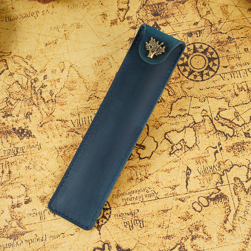 Tehase otsetarne lehmanahast pliiatsiümbris, loominguline ja stiilne retrohõnguline hobuse nahast pliiatsiümbris, kinkepliiatsi kaitseümbris laos