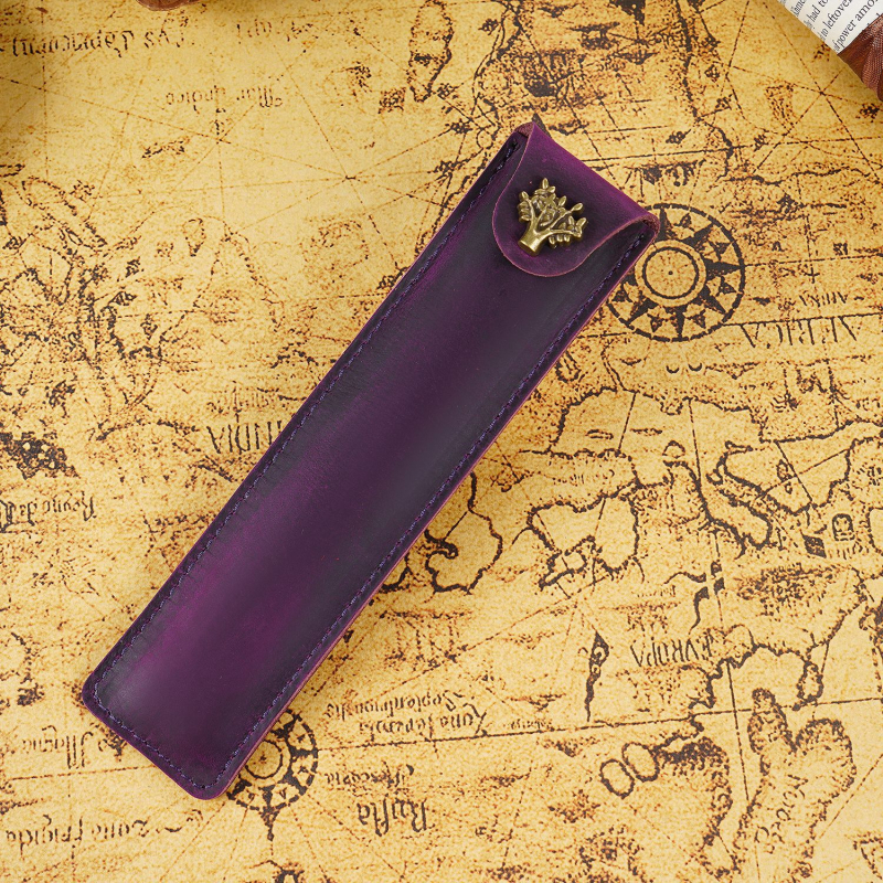 Tehase otsetarne lehmanahast pliiatsiümbris, loominguline ja stiilne retrohõnguline hobuse nahast pliiatsiümbris, kinkepliiatsi kaitseümbris laos