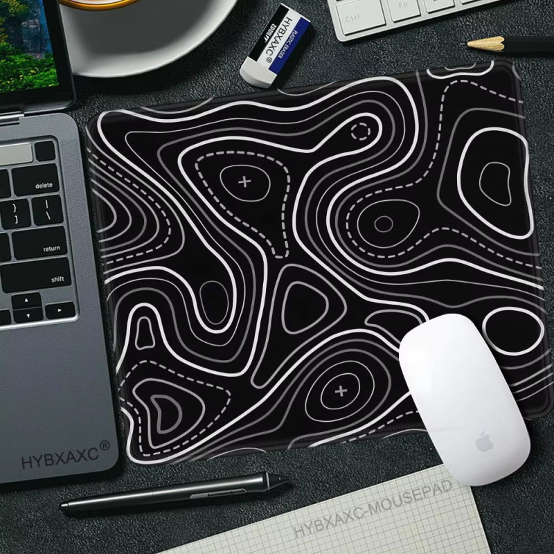 Határokon átnyúló fekete-fehér absztrakt textúra kontúr egérpad vastagított csúszásgátló Aliexpress vizuális padlószőnyeg dropshipping