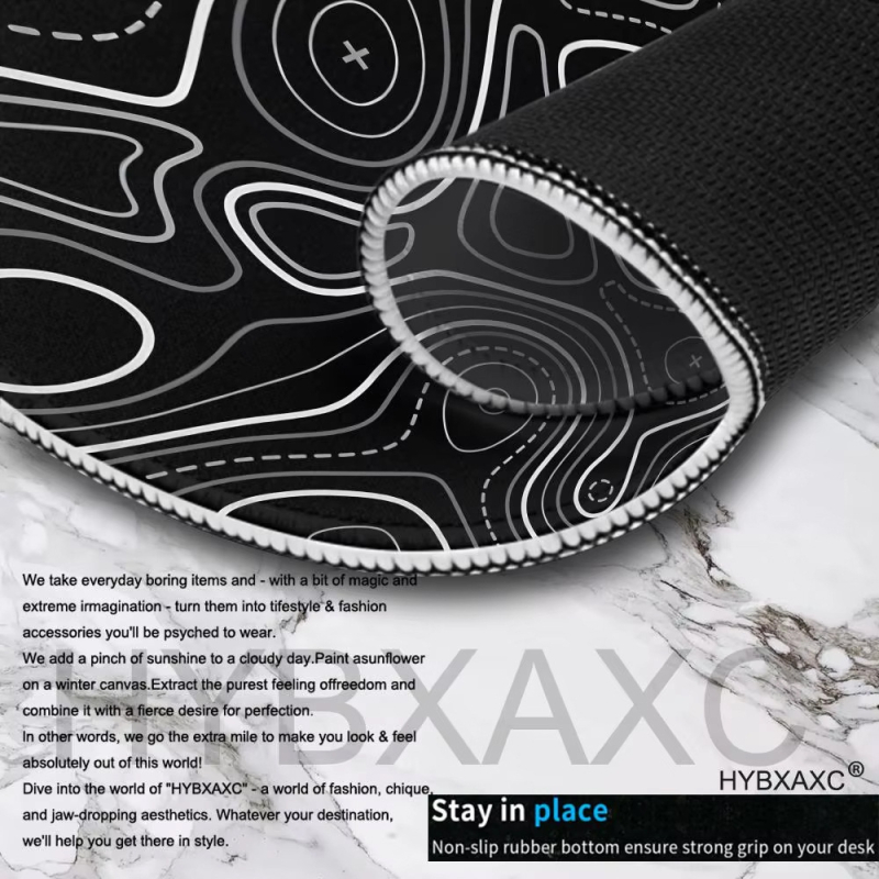 Határokon átnyúló fekete-fehér absztrakt textúra kontúr egérpad vastagított csúszásgátló Aliexpress vizuális padlószőnyeg dropshipping