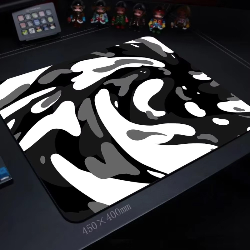 Határokon átnyúló fekete-fehér absztrakt textúra kontúr egérpad vastagított csúszásgátló Aliexpress vizuális padlószőnyeg dropshipping