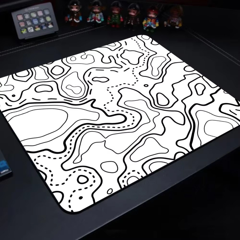 Piiriülene mustvalge abstraktse tekstuuriga kontuurhiirematt, paksendatud libisemisvastane Aliexpressi visuaalne põrandamatt, otsetarne