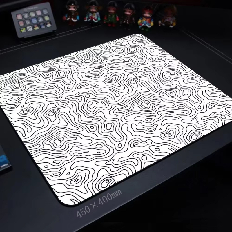 Piiriülene mustvalge abstraktse tekstuuriga kontuurhiirematt, paksendatud libisemisvastane Aliexpressi visuaalne põrandamatt, otsetarne