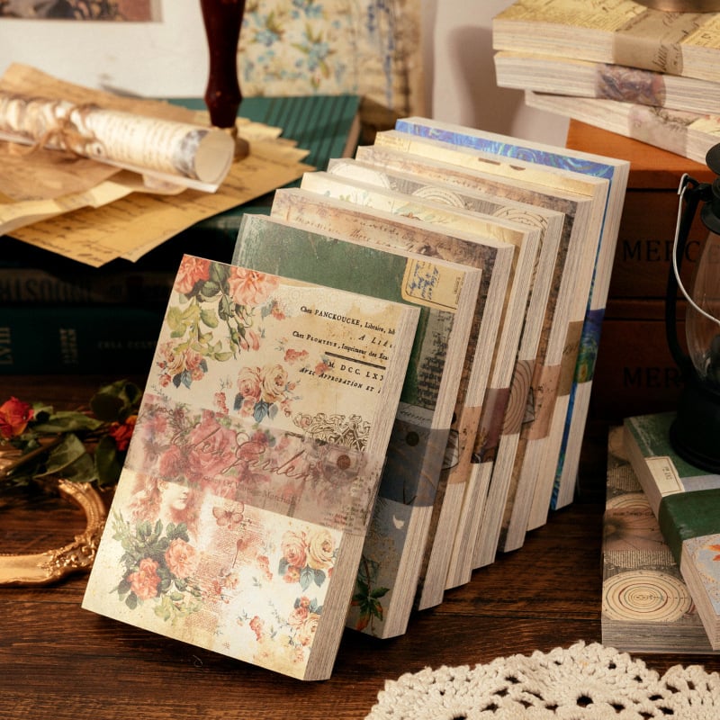 Momo Retro Anyag Papír Dinasztia és Esti Sorozat Kollázs Kézikönyv DIY Dekoratív Alapanyag 100 Darab
