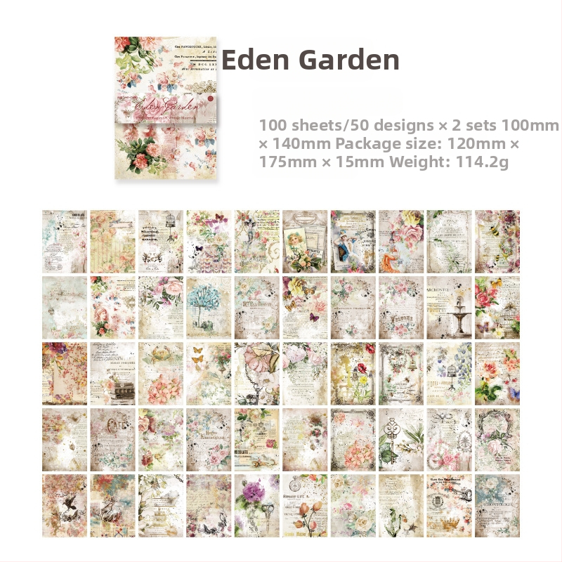 Momo retromaterjalide paberist dünastia ja õhtu sarja kollaažide käsiraamat, isetegemise dekoratiivne alusmaterjal, 100 tükki