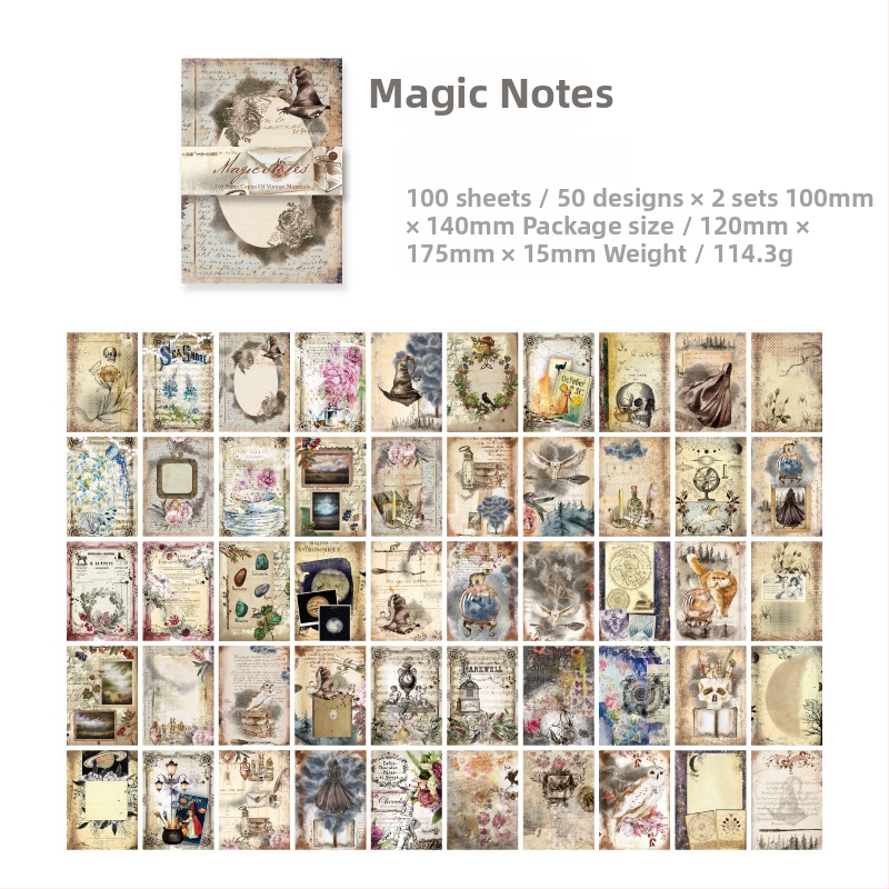 Momo retromaterjalide paberist dünastia ja õhtu sarja kollaažide käsiraamat, isetegemise dekoratiivne alusmaterjal, 100 tükki