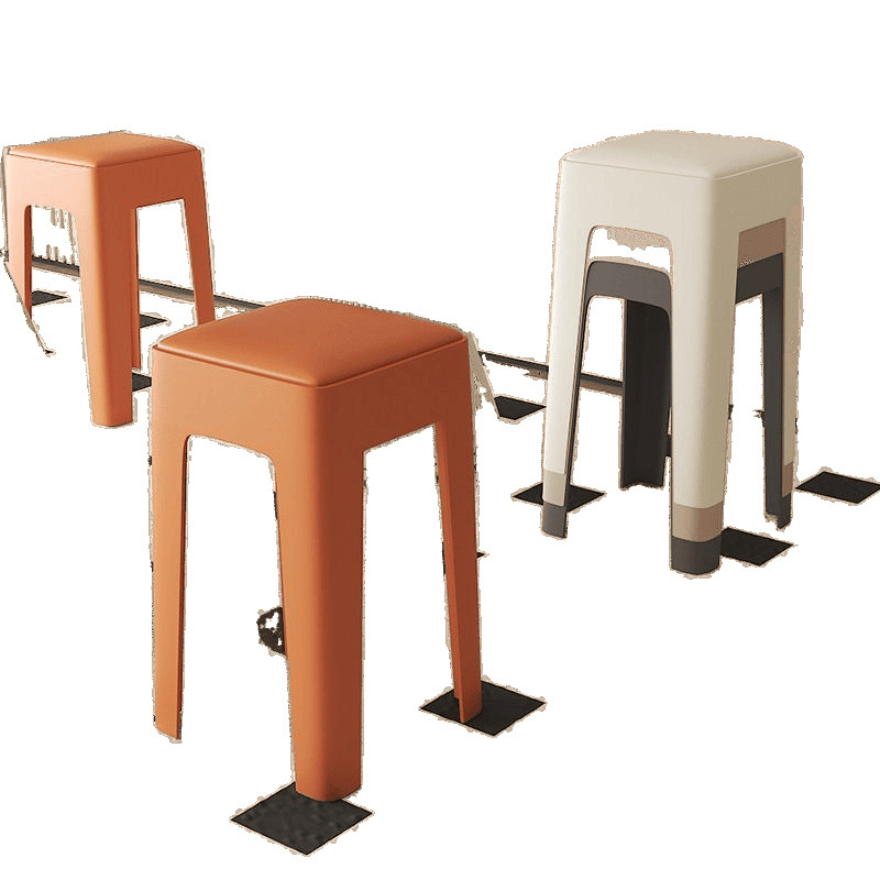 Koduseks kasutamiseks mõeldud tool, vastupidav ja vastupidav plastist pehme pakiga kandiline tool, lihtne pink, hoiustatav söögilaua tool, virnastatav kosmeetiline tool