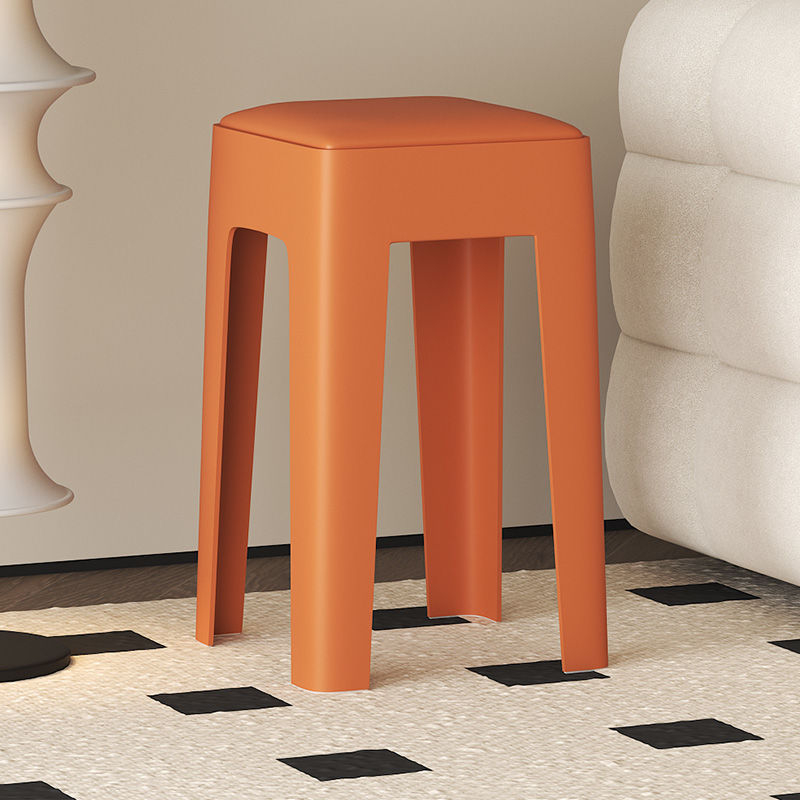 Koduseks kasutamiseks mõeldud tool, vastupidav ja vastupidav plastist pehme pakiga kandiline tool, lihtne pink, hoiustatav söögilaua tool, virnastatav kosmeetiline tool