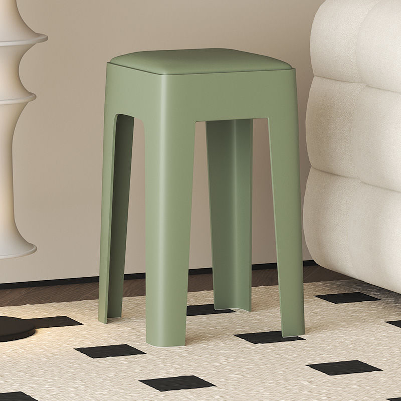 Koduseks kasutamiseks mõeldud tool, vastupidav ja vastupidav plastist pehme pakiga kandiline tool, lihtne pink, hoiustatav söögilaua tool, virnastatav kosmeetiline tool