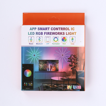 Išmaniųjų fejerverkų šviesos „Bluetooth“ programėlė, valdoma mobiliuoju telefonu, tarpvalstybinis balsu valdomas skaitmeninis fantazijos fejerverkų šviesos juostelė
