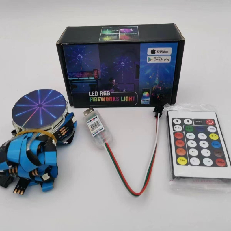 Išmaniųjų fejerverkų šviesos „Bluetooth“ programėlė, valdoma mobiliuoju telefonu, tarpvalstybinis balsu valdomas skaitmeninis fantazijos fejerverkų šviesos juostelė