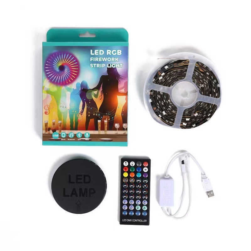 Išmaniųjų fejerverkų šviesos „Bluetooth“ programėlė, valdoma mobiliuoju telefonu, tarpvalstybinis balsu valdomas skaitmeninis fantazijos fejerverkų šviesos juostelė