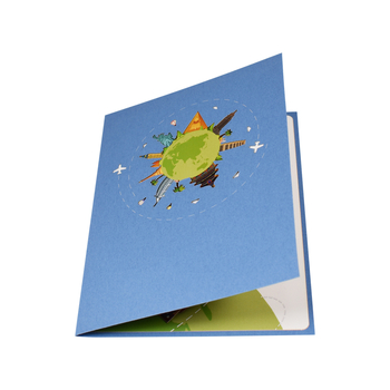 Δημιουργική τρισδιάστατη στερεοφωνική κάρτα ταξιδιού για διασυνοριακή Amazon Χειροποίητη αναμνηστική κάρτα ευλογίας για συνταξιοδότηση, χαρτογλυπτική, ταξιδιωτικό γραφείο ξενοδοχείων