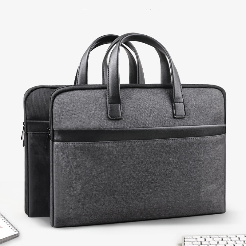 Търговия на едро преносимо куфарче за конференции от плат Оксфорд с цип, чанта за съхранение на данни, чанта за файлове с печатно лого