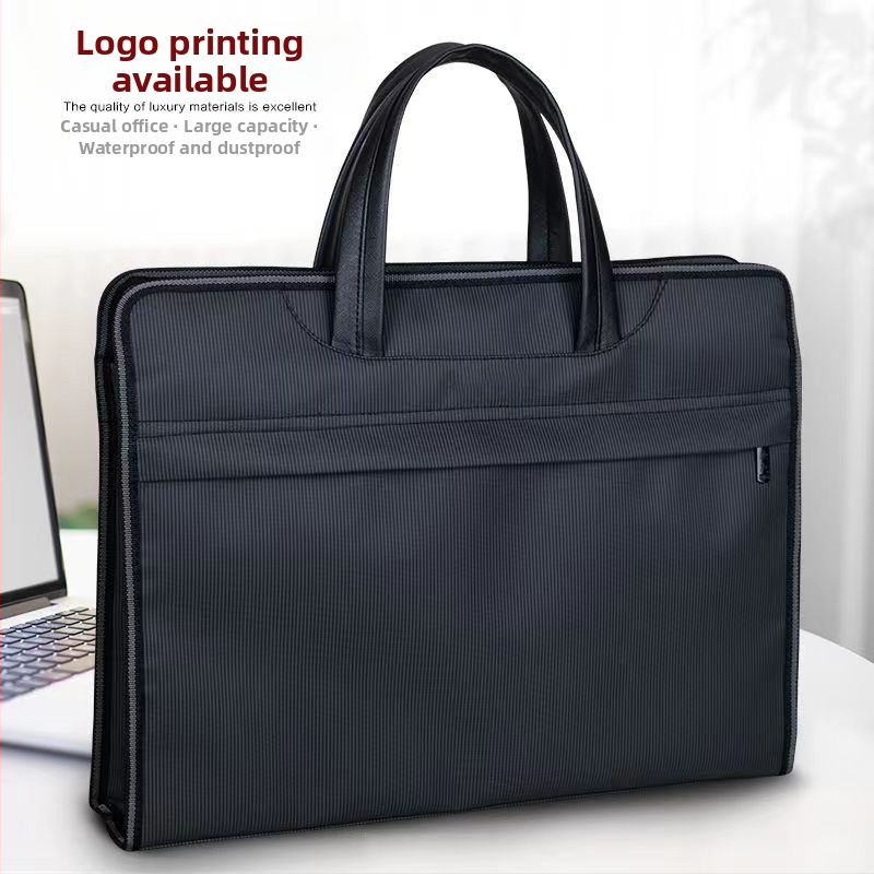 Търговия на едро преносимо куфарче за конференции от плат Оксфорд с цип, чанта за съхранение на данни, чанта за файлове с печатно лого