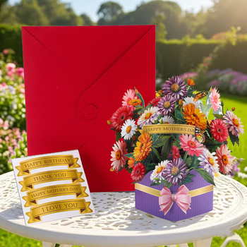 Loominguline 3D kolmemõõtmeline õnnitluskaart, lillekimp, emadepäeva pühade õnnitluskaart, tänupühade õnnitluskaart, ümbrikutehase hulgimüük