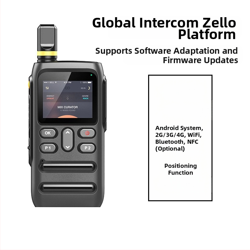 Globaalne Zello Walkie-Talkie avalik võrk 4g täisvõrk Bluetooth välistingimustes kasutatav väike GPS-piiriülene WiFi-intercom veekindel