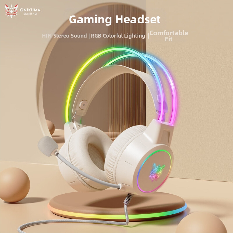 „Crossborder Hot Model X15Pro“ ausinės su šviečiančia galvos juosta, mielos katės ausies formos, elektroninio sporto triukšmo mažinimo kompiuterinių žaidimų ausinės