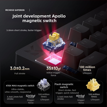 Mcose Mix87 magnetilise teljega e-spordi mehaaniline klaviatuur Argb valgustusefektiga kohandatud mängujuhtmega klaviatuur