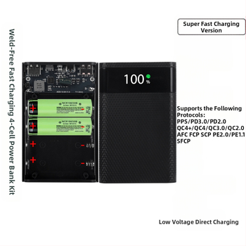 4 18650 kiirlaadimisega 22,5 W mobiilne toiteplokk, keevitusvaba laadimiskomplekt, laadimine, välklambi laadimiskomplekt, eemaldatav