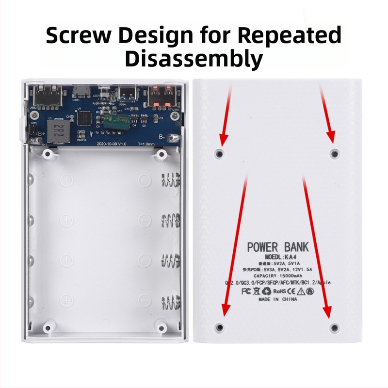 4 18650 бързо зареждане 22.5W мобилно захранване комплект без заваряване зареждане комплект за зареждане Treasure Flash подвижен