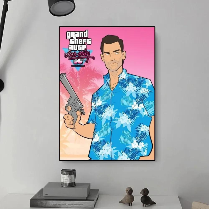 GTA Vice City lõuendiplakatite tehas hulgimüügi kõrglahutusega tindipritsplakatite väliskaubanduse ladu varustus kreveti nahk