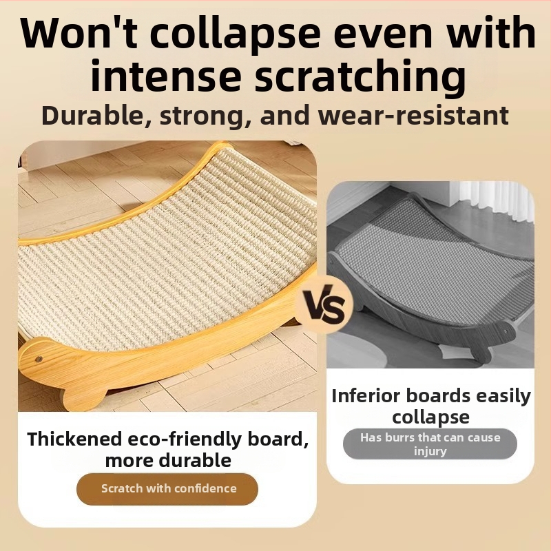 Дъска за драскане от сизал за котки, устойчива на износване, голяма дъска за котешки нокти, вградена котешка подложка против надраскване, защита за дивана от котки