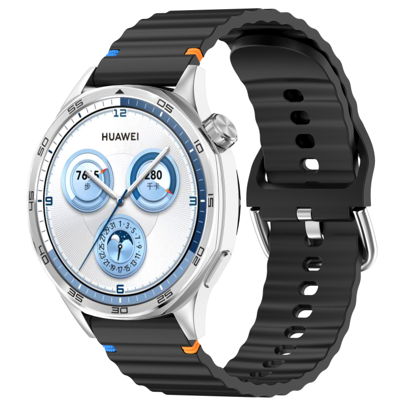 20mm 22mm Samsung Galaxy Watch 7 Wave szíj lapos fejű ezüst csattal Huawei GT5 csuklópánt