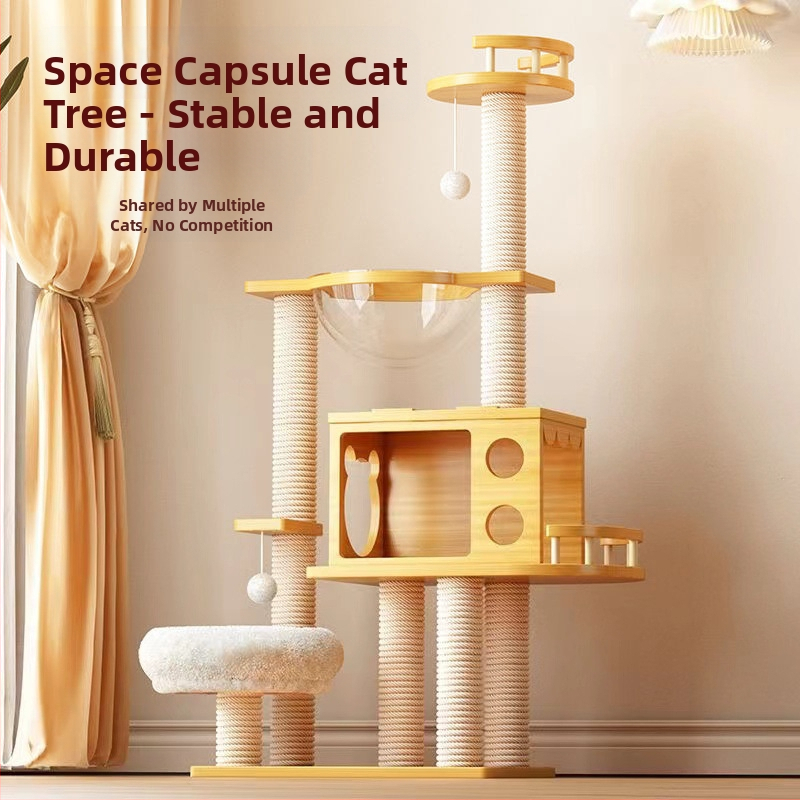 Σκελετός αναρρίχησης γάτας, Δέντρο για γάτες, Μεγάλο ράφι φωλιάς γάτας, Μικρό διαμέρισμα, Δεν καταλαμβάνει χώρο, Παιχνίδι γάτας, Βίλα διπλής κάψουλας για γάτες