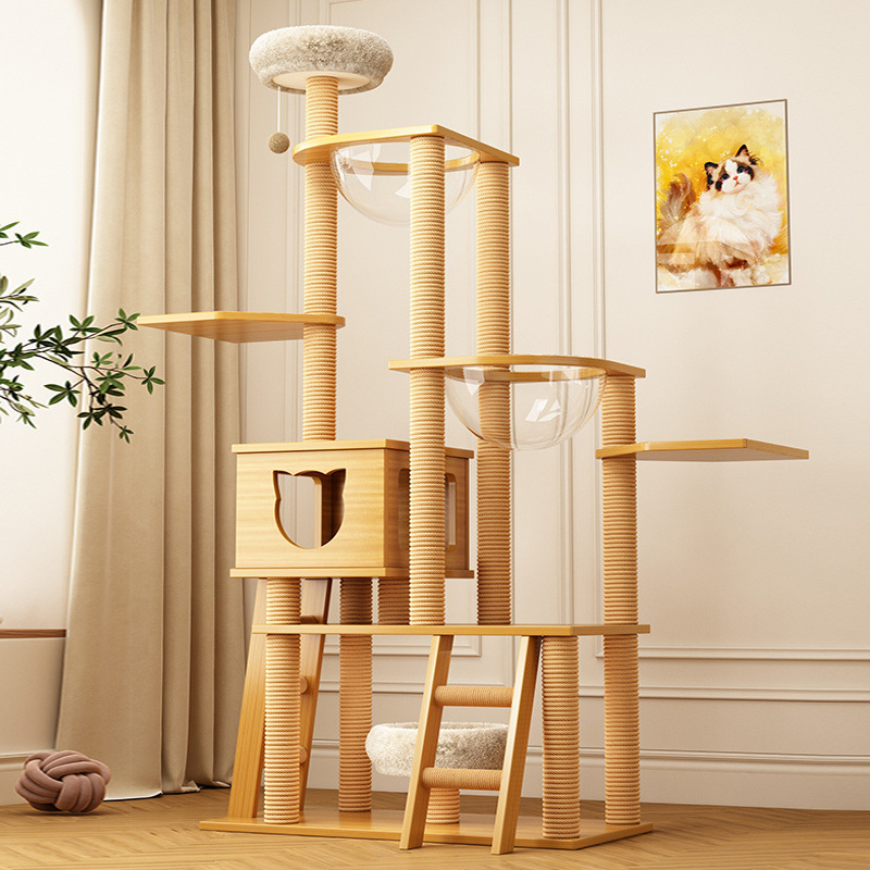 Σκελετός αναρρίχησης γάτας, Δέντρο για γάτες, Μεγάλο ράφι φωλιάς γάτας, Μικρό διαμέρισμα, Δεν καταλαμβάνει χώρο, Παιχνίδι γάτας, Βίλα διπλής κάψουλας για γάτες