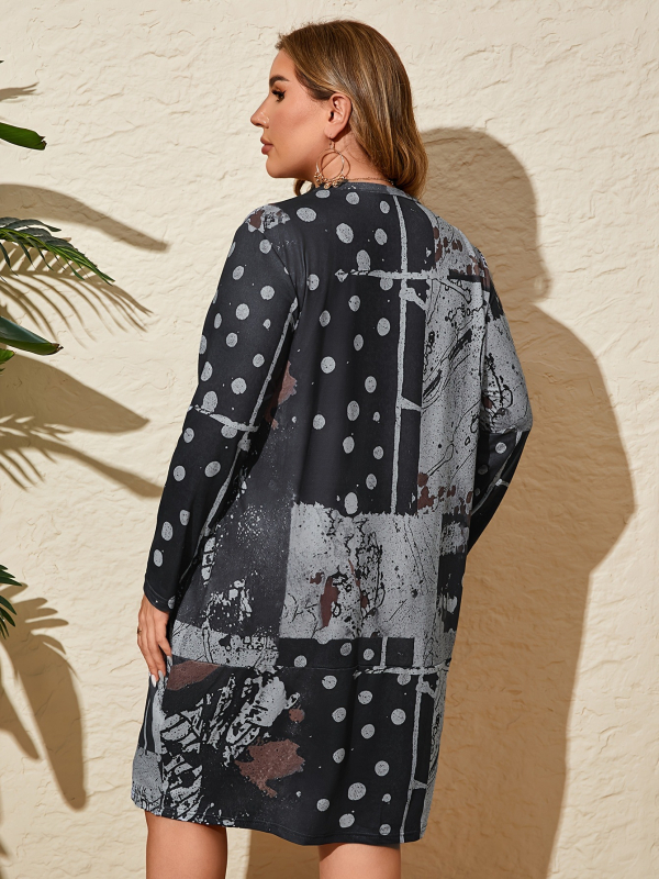 2025. aasta suvine moodne naiste pluss-suuruses abstraktse trükiga retrokleit