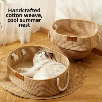 Katės lizdas „Four Seasons“ universalus austas medvilninis ir lininis krepšelis, šiltas žieminis nešiojamas guolis, katės miego kilimėlis, katės draskymo lenta, katės reikmenys augintiniams