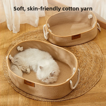 Katės lizdas „Four Seasons“ universalus austas medvilninis ir lininis krepšelis, šiltas žieminis nešiojamas guolis, katės miego kilimėlis, katės draskymo lenta, katės reikmenys augintiniams