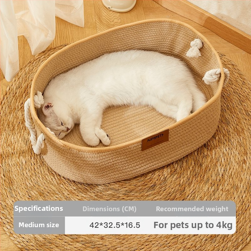 Katės lizdas „Four Seasons“ universalus austas medvilninis ir lininis krepšelis, šiltas žieminis nešiojamas guolis, katės miego kilimėlis, katės draskymo lenta, katės reikmenys augintiniams