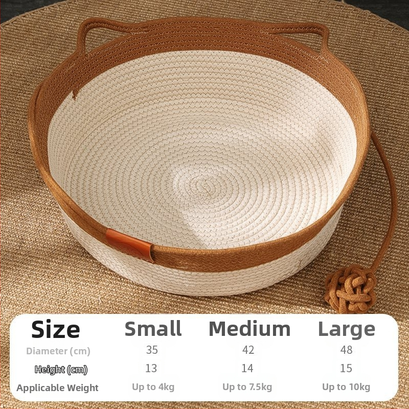 Katės lizdas „Four Seasons“ universalus austas medvilninis ir lininis krepšelis, šiltas žieminis nešiojamas guolis, katės miego kilimėlis, katės draskymo lenta, katės reikmenys augintiniams