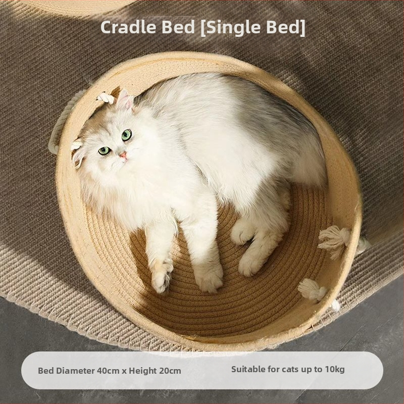 Katės lizdas „Four Seasons“ universalus austas medvilninis ir lininis krepšelis, šiltas žieminis nešiojamas guolis, katės miego kilimėlis, katės draskymo lenta, katės reikmenys augintiniams