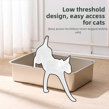 Λεκάνη άμμου υγιεινής για γάτες από ανοξείδωτο ατσάλι, πολύ μεγάλη, ψηλή, αντι-άμμο, αντι-πιτσιλίσματα, εύκολο στον καθαρισμό, ειδικά είδη για γάτες