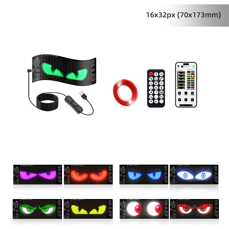 Automašīnas elastīgais displejs LED mīkstais ekrāns APP Bluetooth LED reklāmas ekrāns aizmugurējais logs interesants izteiksmes interaktīvs ūdensnecaurlaidīgs ekrāns