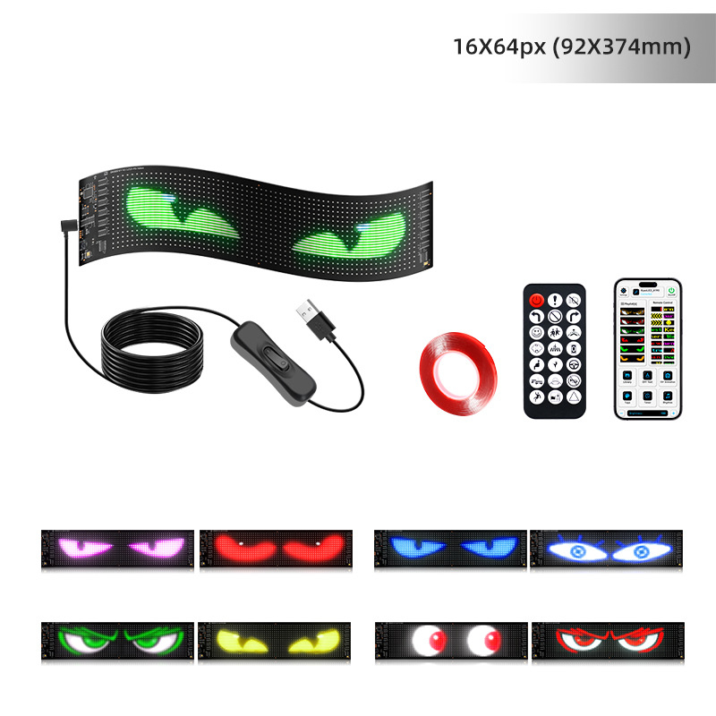 Automašīnas elastīgais displejs LED mīkstais ekrāns APP Bluetooth LED reklāmas ekrāns aizmugurējais logs interesants izteiksmes interaktīvs ūdensnecaurlaidīgs ekrāns