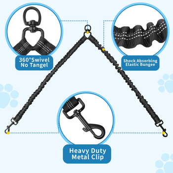 Διασυνοριακό αναδιπλούμενο σχοινί σκύλου με ένα σύρσιμο και δύο σχοινιά έλξης, πολύχρωμο ανακλαστικό κοστούμι για σκύλους μεσαίου και μεγάλου μεγέθους, με διπλό κεφάλι, για περπάτημα σε σκύλους