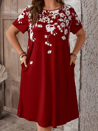 2025 Popular European și American Transfrontalier Amazon Print Dress La modă Tricou cu guler rotund de mărime mare