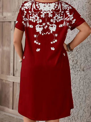 2025. aasta populaarne Euroopa ja Ameerika piiriülene Amazoni trükitud kleit, moodne suures suuruses ümara kaelusega T-särk