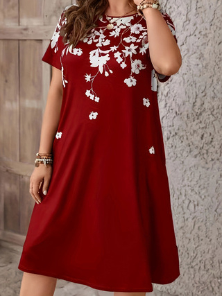 2025. aasta populaarne Euroopa ja Ameerika piiriülene Amazoni trükitud kleit, moodne suures suuruses ümara kaelusega T-särk