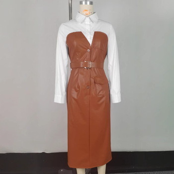 Fűzős, gombos, hosszú ujjú, feszes szárú, hajtókás ingruha