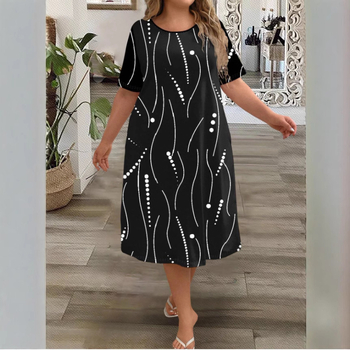 Νέο καλοκαιρινό φόρεμα με φαρδιά γραμμή Α, κοντομάνικο και τυπωμένο, σε μεγάλα μεγέθη από την Amazon. Γυναικείο μακρύ φόρεμα μόδας σε όλη την Ευρώπη και την Αμερική.