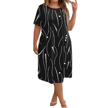 Νέο καλοκαιρινό φόρεμα με φαρδιά γραμμή Α, κοντομάνικο και τυπωμένο, σε μεγάλα μεγέθη από την Amazon. Γυναικείο μακρύ φόρεμα μόδας σε όλη την Ευρώπη και την Αμερική.
